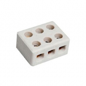 Conector de Porcelana 3 Bornes 10 mm 25A 600V - Brasfort