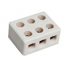Conector de Porcelana 3 Bornes 16 mm 50A 600V - Brasfort