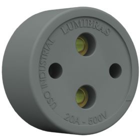 Tomada PVC Sobrepor 2 Pinos 20A 500V Cinza - Lumibras