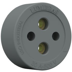 Tomada PVC Sobrepor 2 Pinos 30A 500V Cinza - Lumibras
