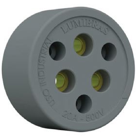 Tomada PVC Sobrepor 3 Pinos 20A 500V Cinza - Lumibras