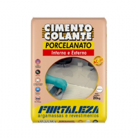 Argamassa Cimento Colante Porcelanato Interno e Externo ACIII Branca 20 Kg - Fortaleza