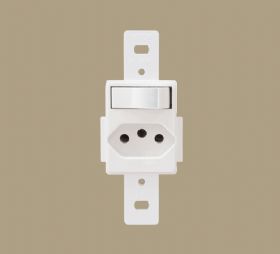 Interruptor Simples 10A/250V + Tomada 2P+T 20A/250V Blanc Ref.1340 - Fame